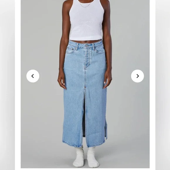 Denim Maxi Skirt / Still Here New York sz 29 - Picture 2 of 8